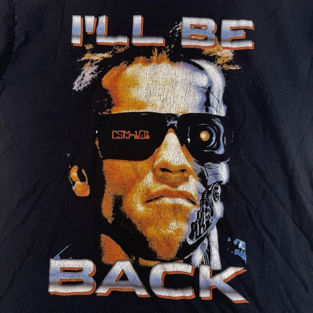 The Terminator I'll Be Back Arnold Schwarzenegger Kids Black Graphic Tee 12-13
